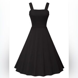 NWT! MILREASON Boutique Black Midi Swing Dress